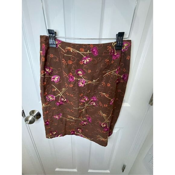 Grace Dane Lewis petite 6/8 brown embroidered silk blend jacket and skirt - Picture 3 of 11